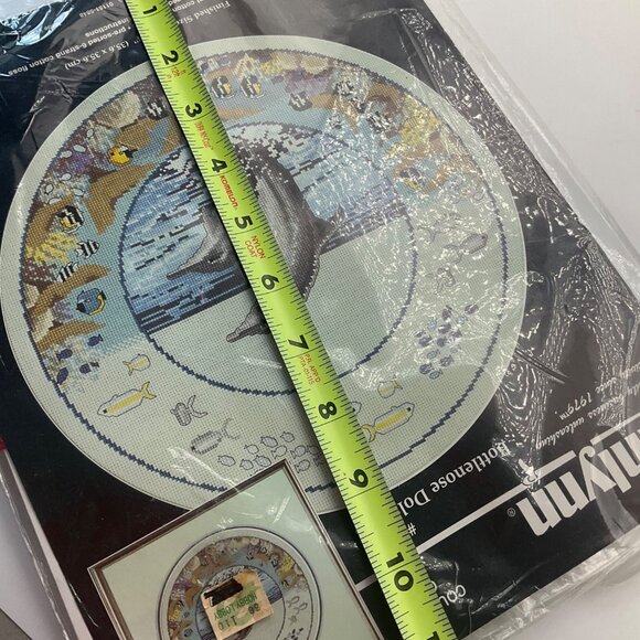 VTG 90's Janlynn Bottlenose Dolphins Counted Cross Stitch Kit 14"x14" Ocean - Picture 7 of 8